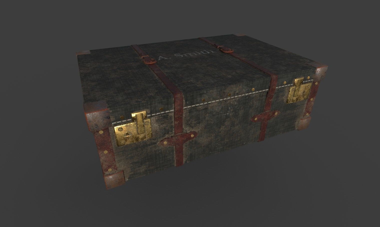 Old suitcase Low-poly 3D model_1
