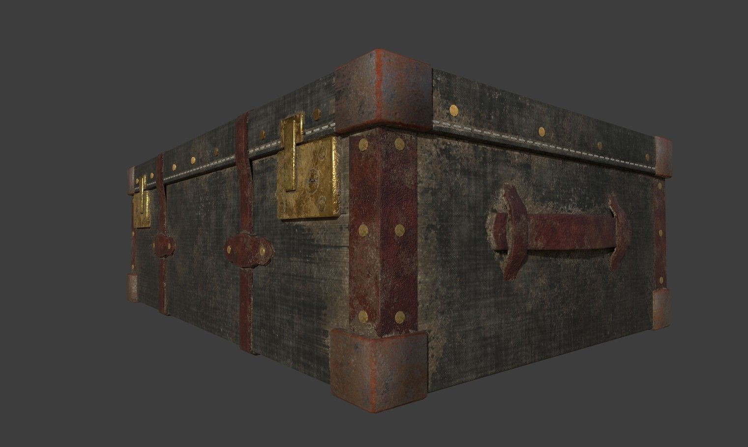 Old suitcase Low-poly 3D model_2