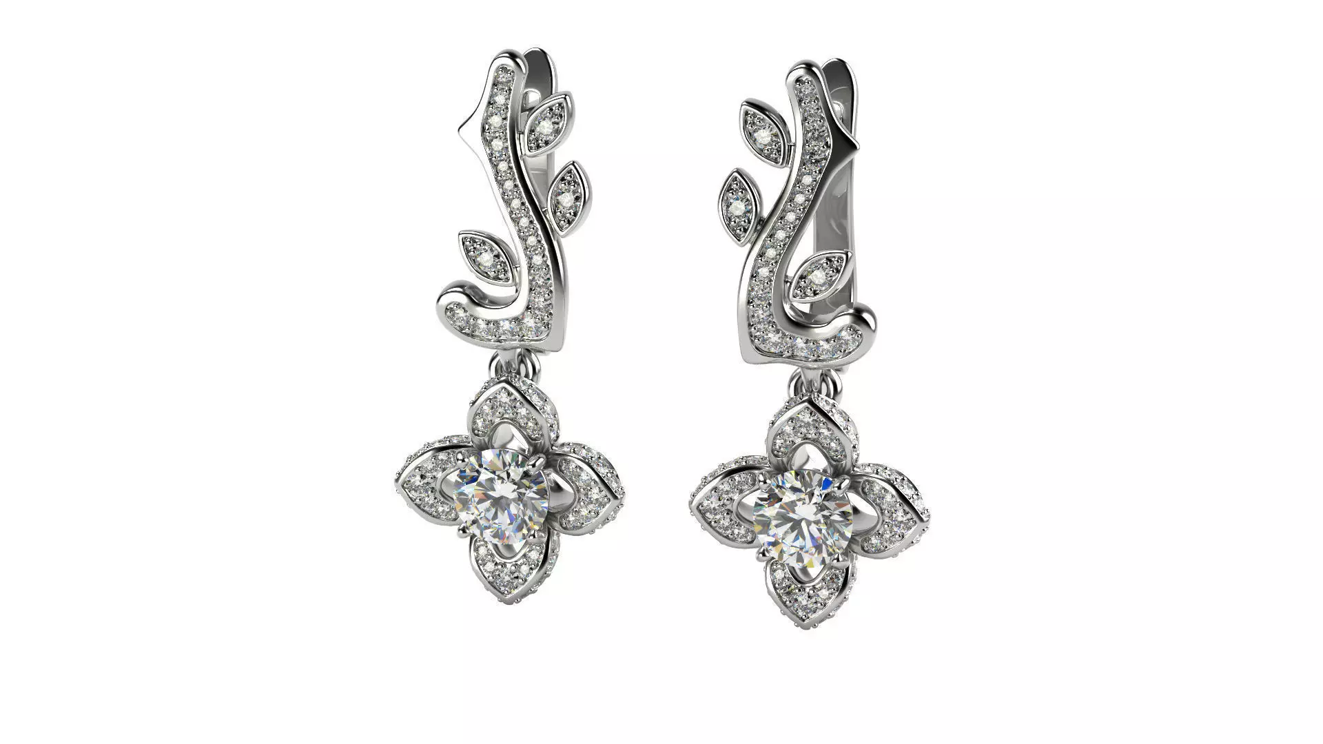 Flower Lotus Rose Earrings 3D print model