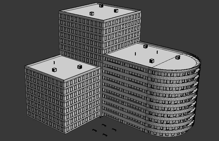 Multi-storey building Low-poly 3D model_23
