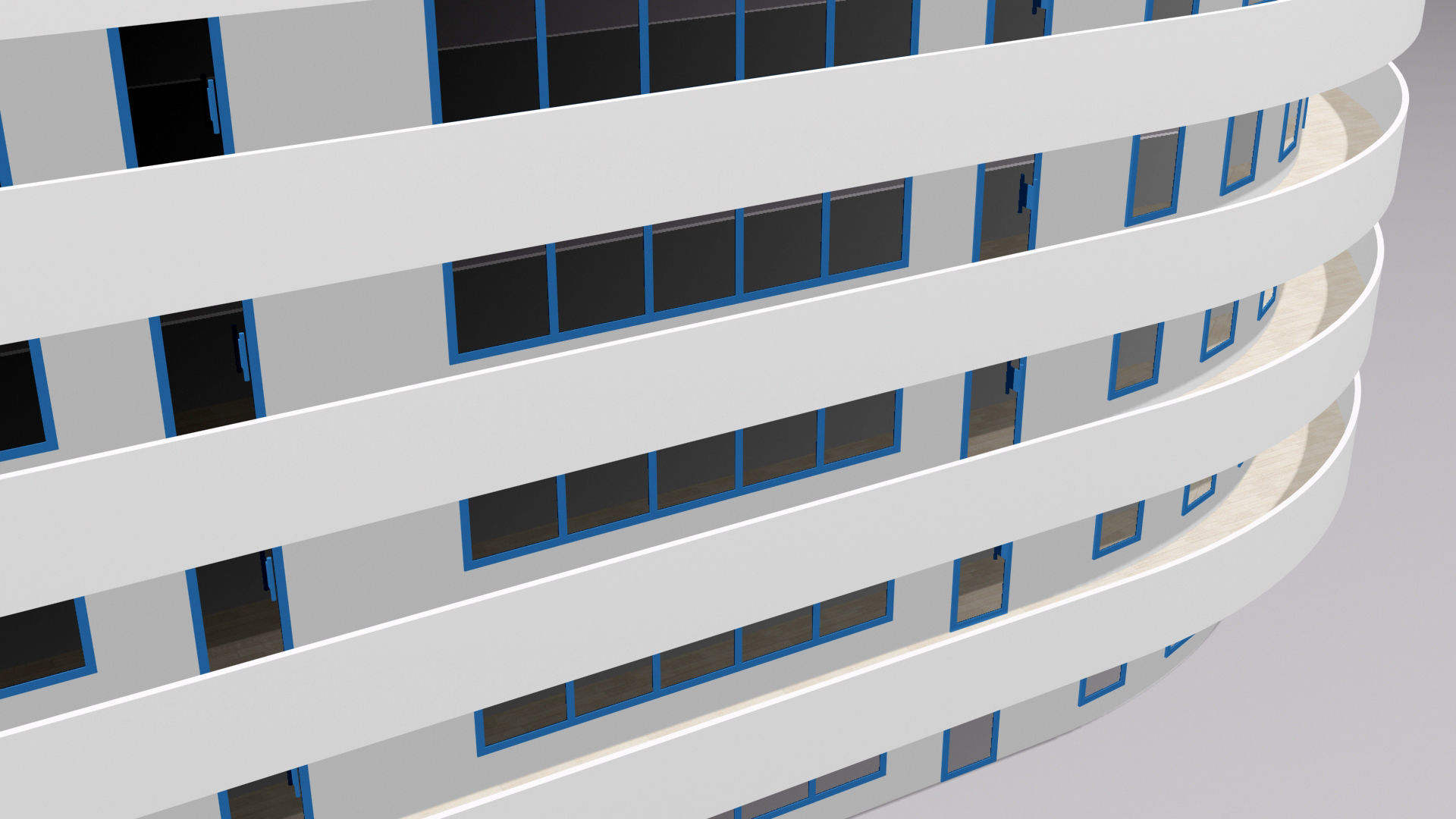Multi-storey building Low-poly 3D model_9