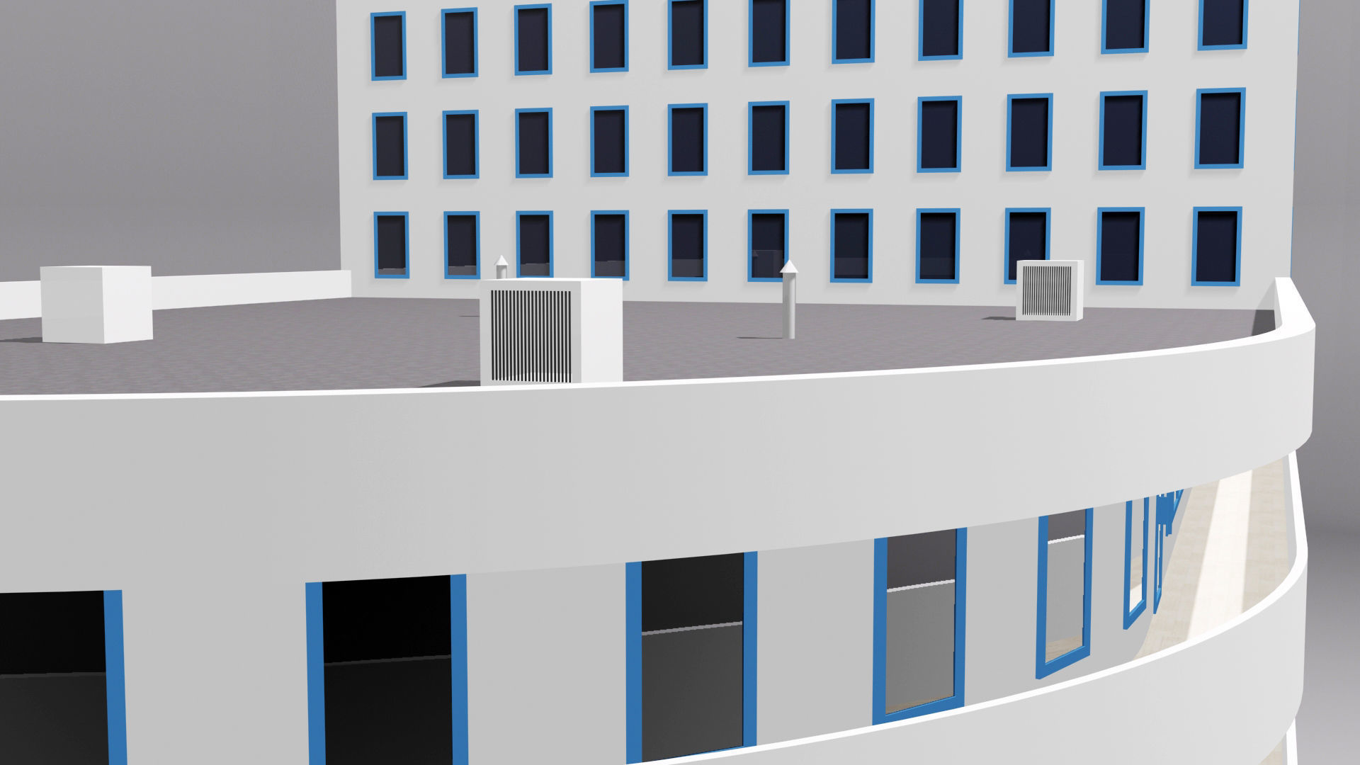 Multi-storey building Low-poly 3D model_15