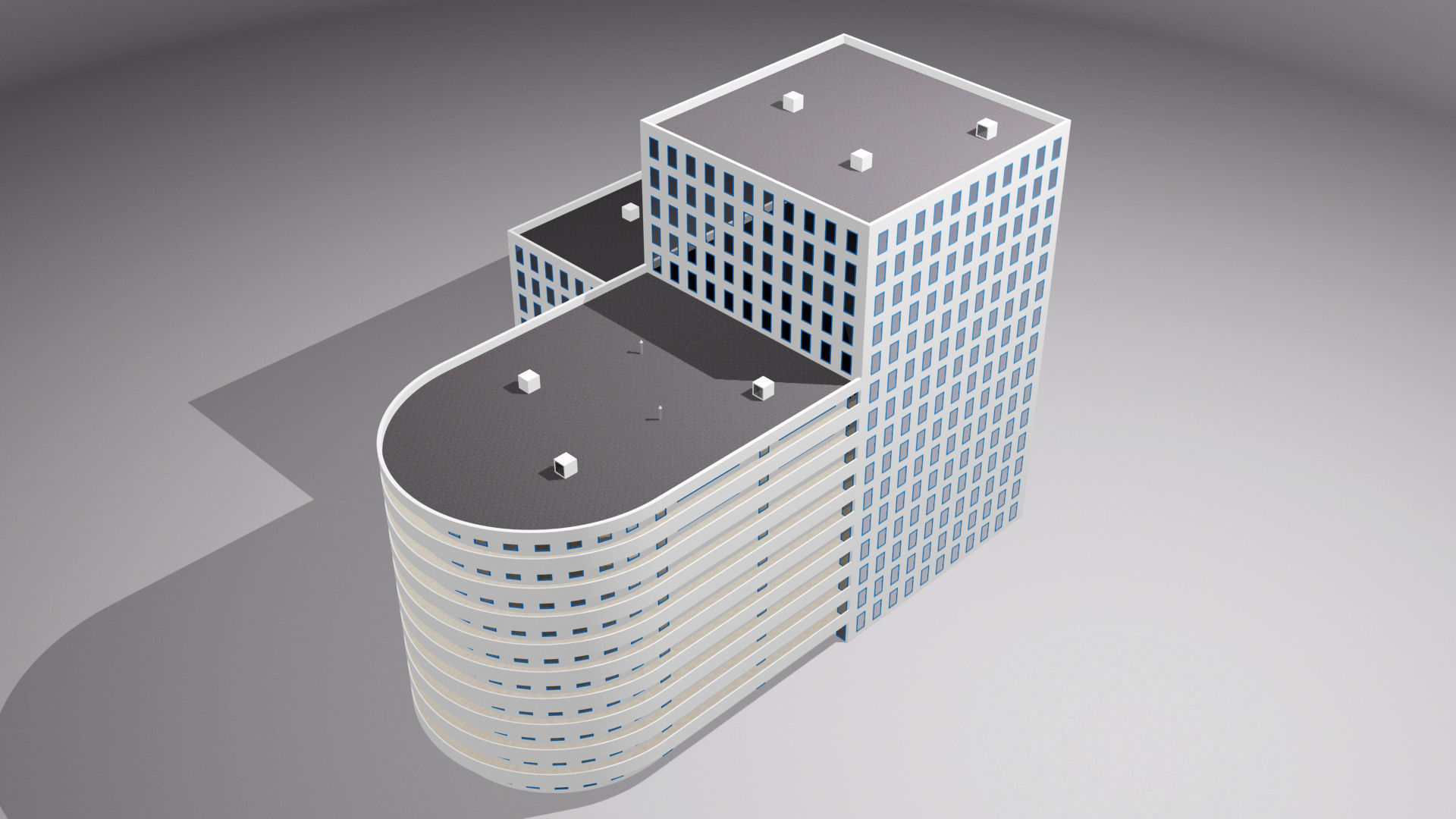 Multi-storey building Low-poly 3D model_3