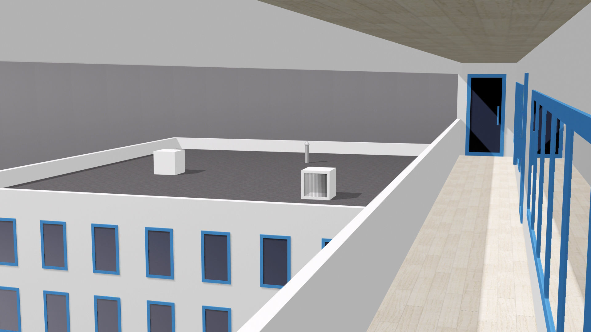 Multi-storey building Low-poly 3D model_12