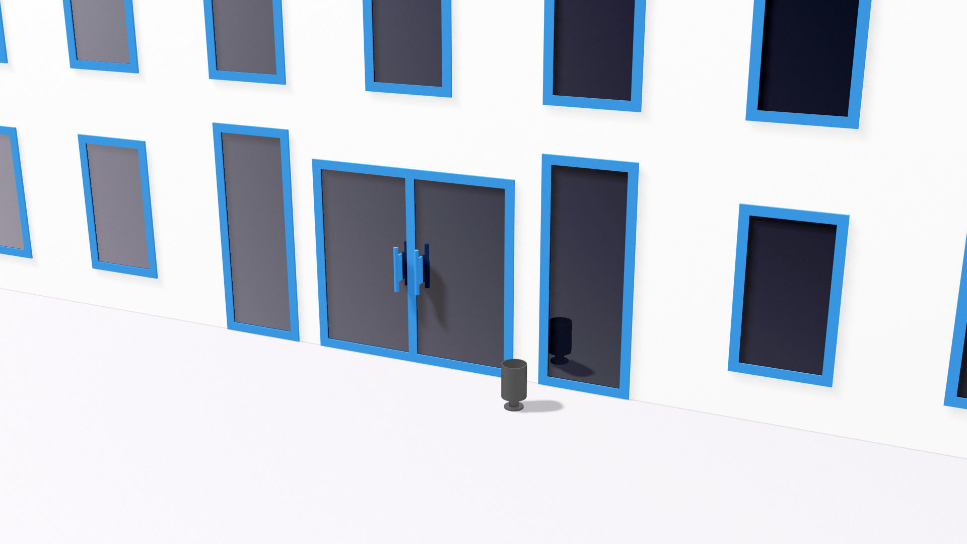 Multi-storey building Low-poly 3D model_7