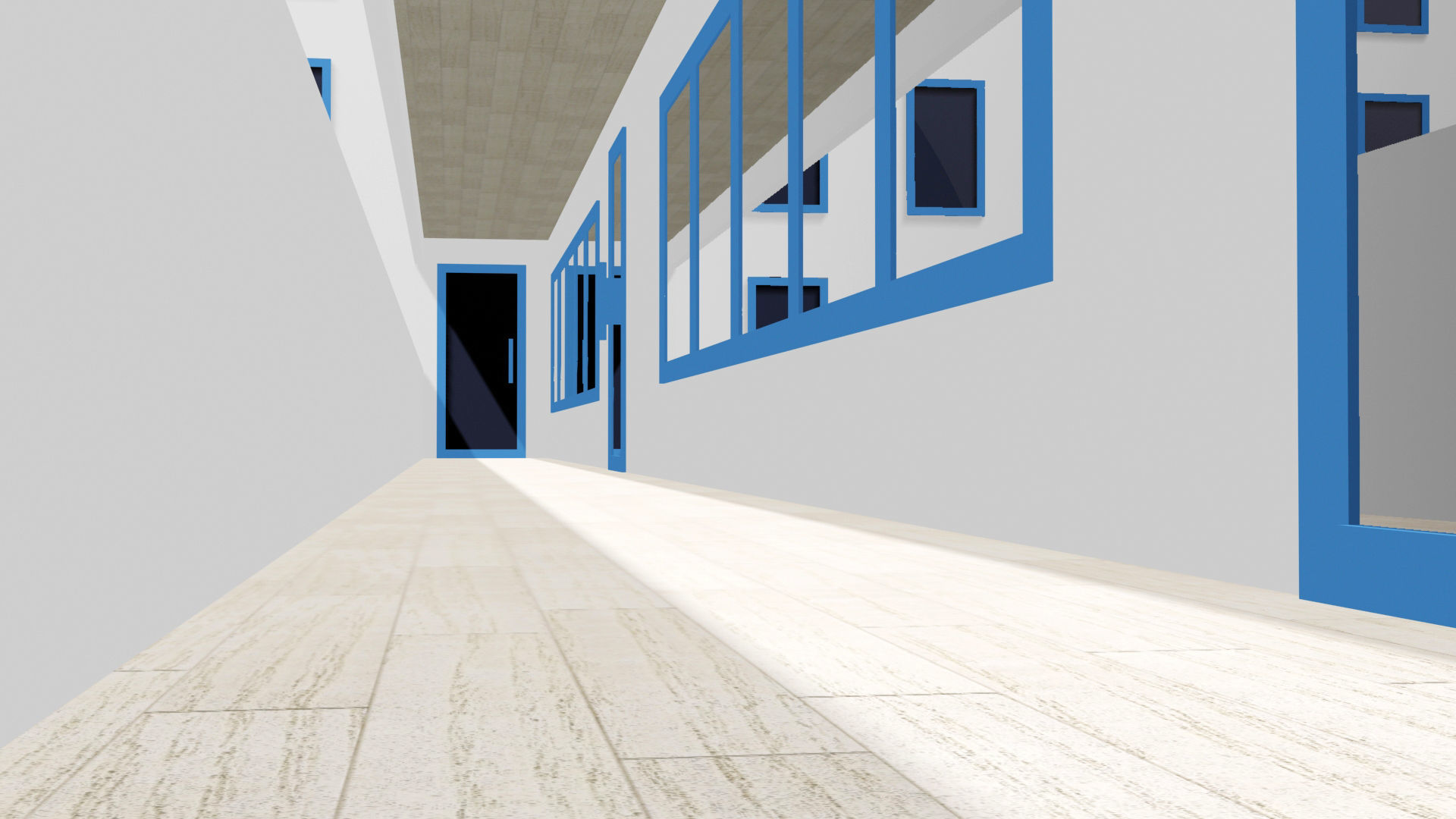 Multi-storey building Low-poly 3D model_4