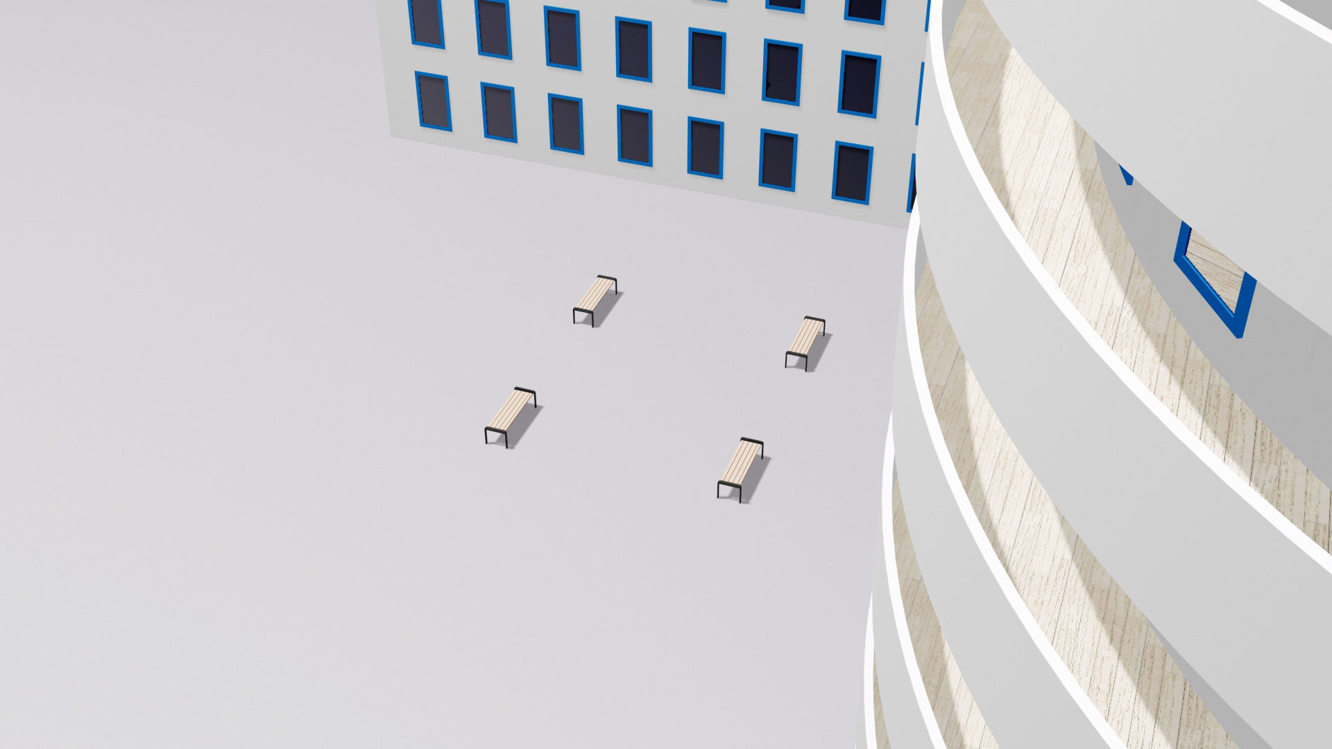 Multi-storey building Low-poly 3D model_6