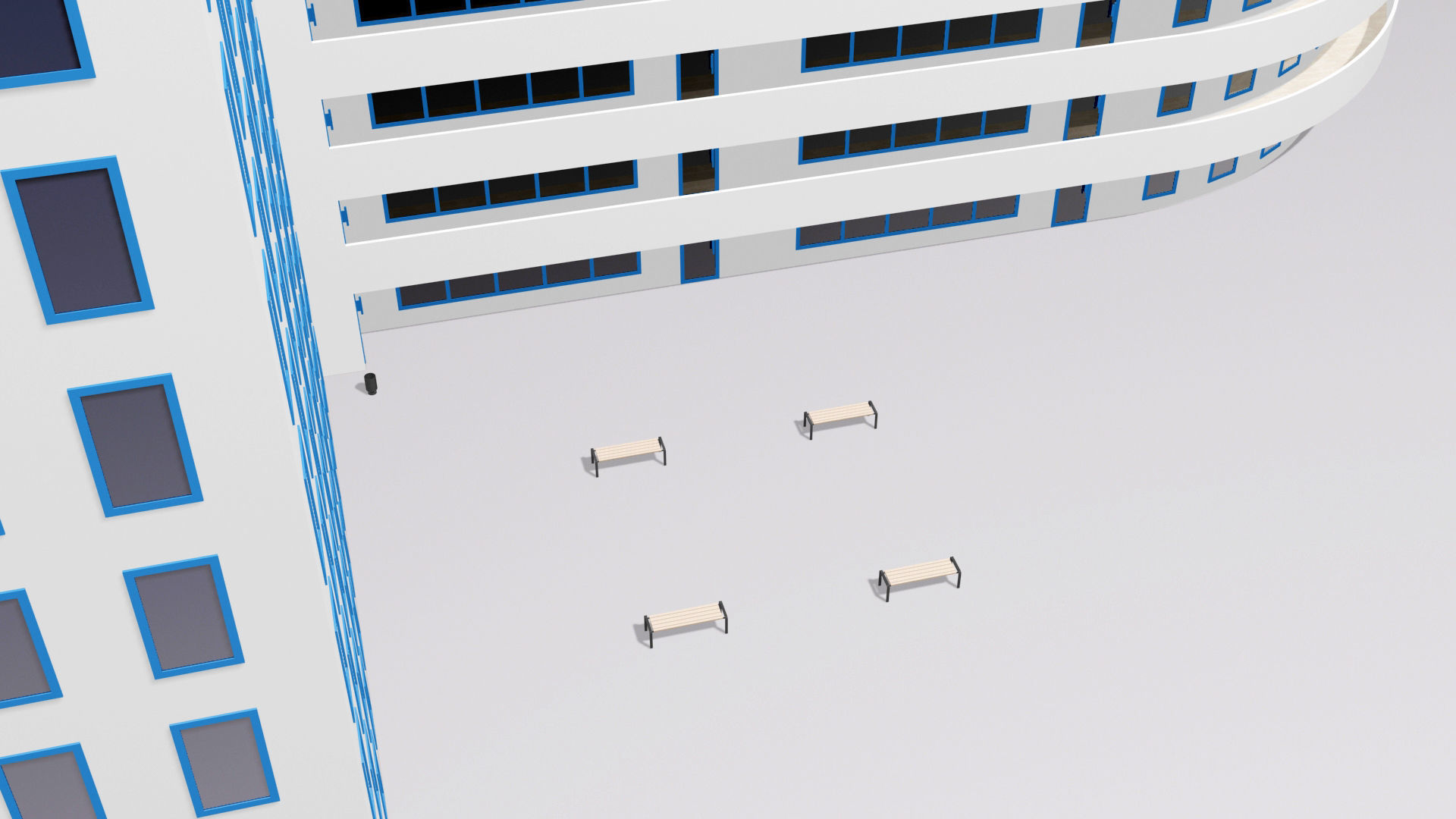 Multi-storey building Low-poly 3D model_8