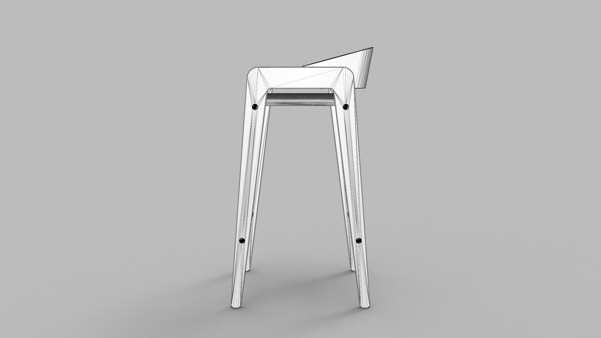 Designer Bar Stool Mid Century Modern Style Made From Walnut 3D model_11