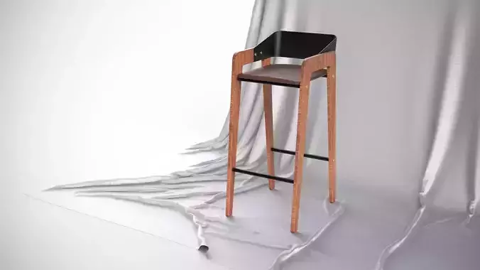 Designer Bar Stool Mid Century Modern Style Made From Walnut