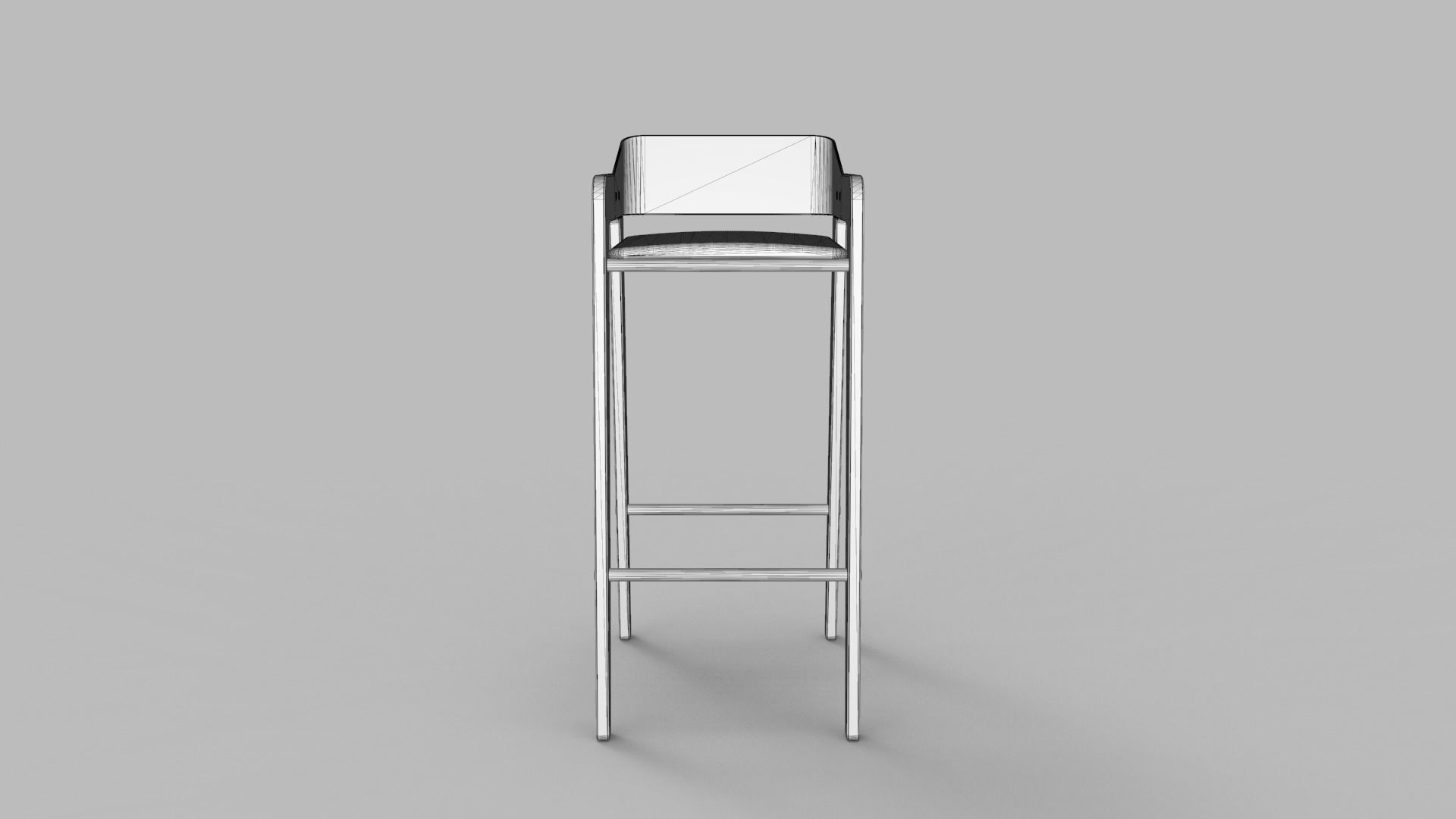 Designer Bar Stool Mid Century Modern Style Made From Walnut 3D model_10