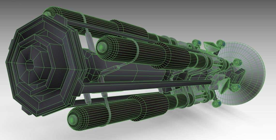 Space probe ship Low-poly 3D model_7