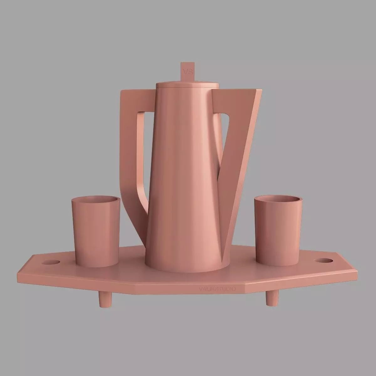 Tray with jug and glasses 3D print model
