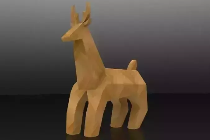 Low Poly Deer wooden