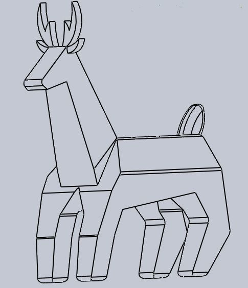 Low Poly Deer wooden Low-poly 3D model_2