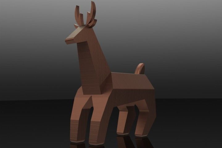 Low Poly Deer wooden Low-poly 3D model_1