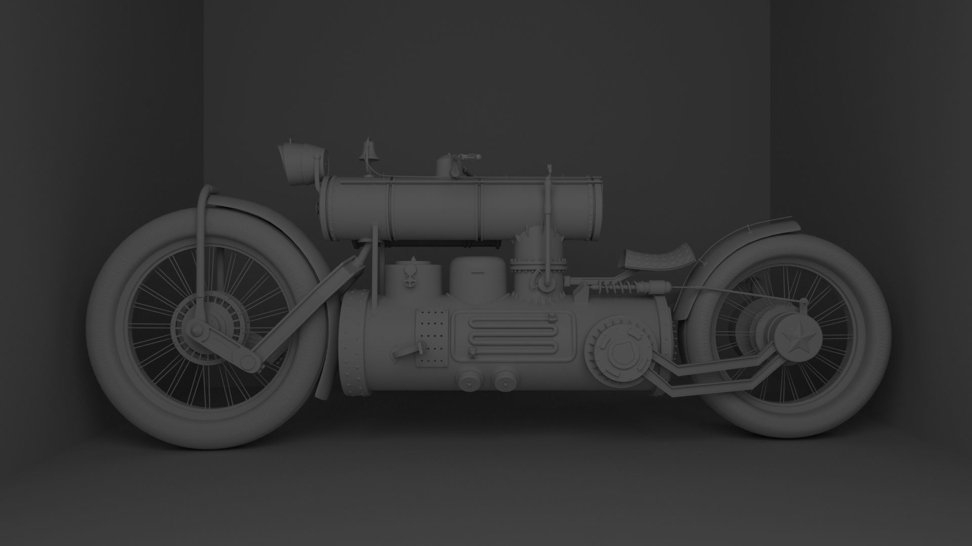 Motorcycles Steampunk 3D model_2