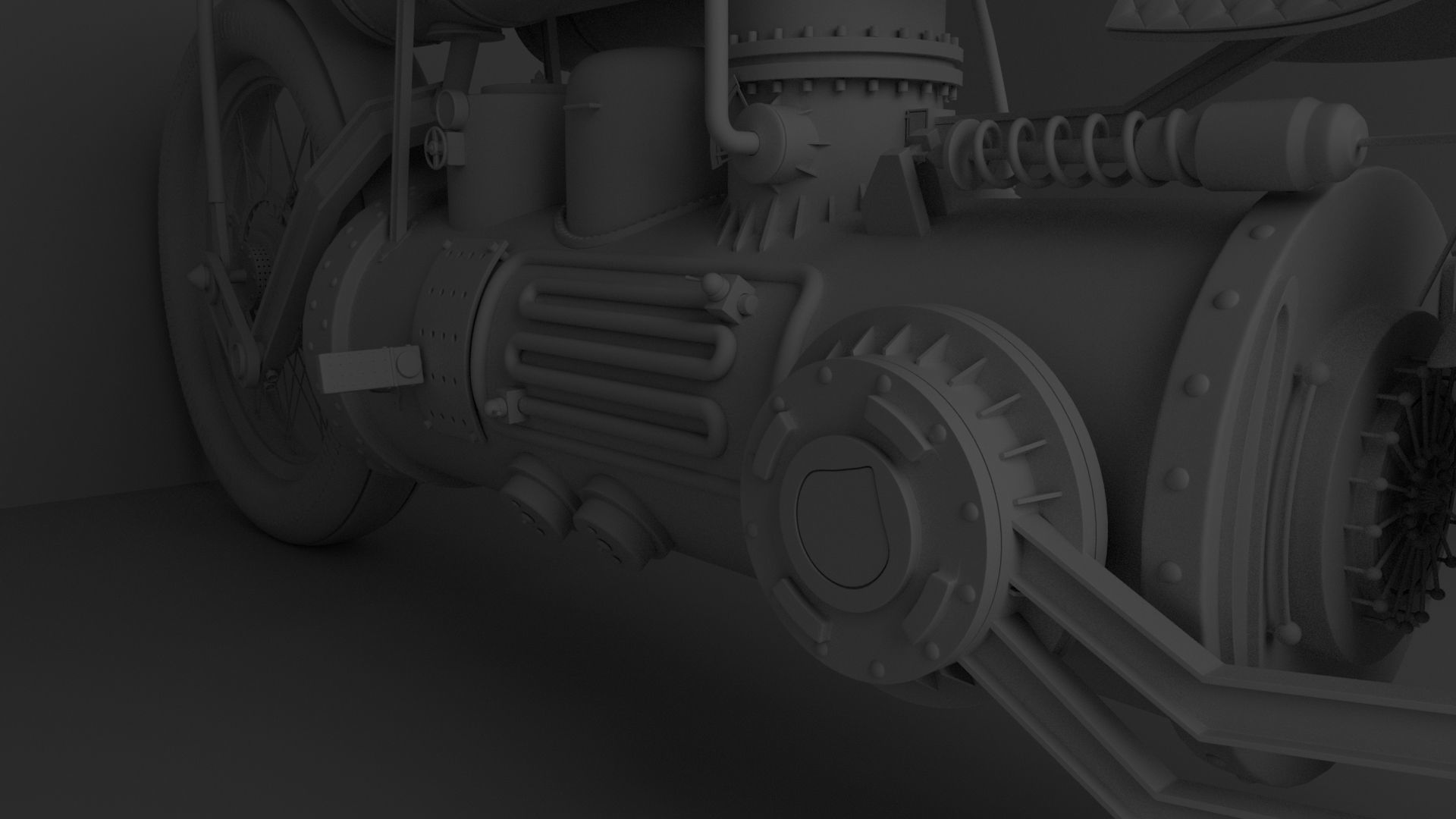 Motorcycles Steampunk 3D model_4