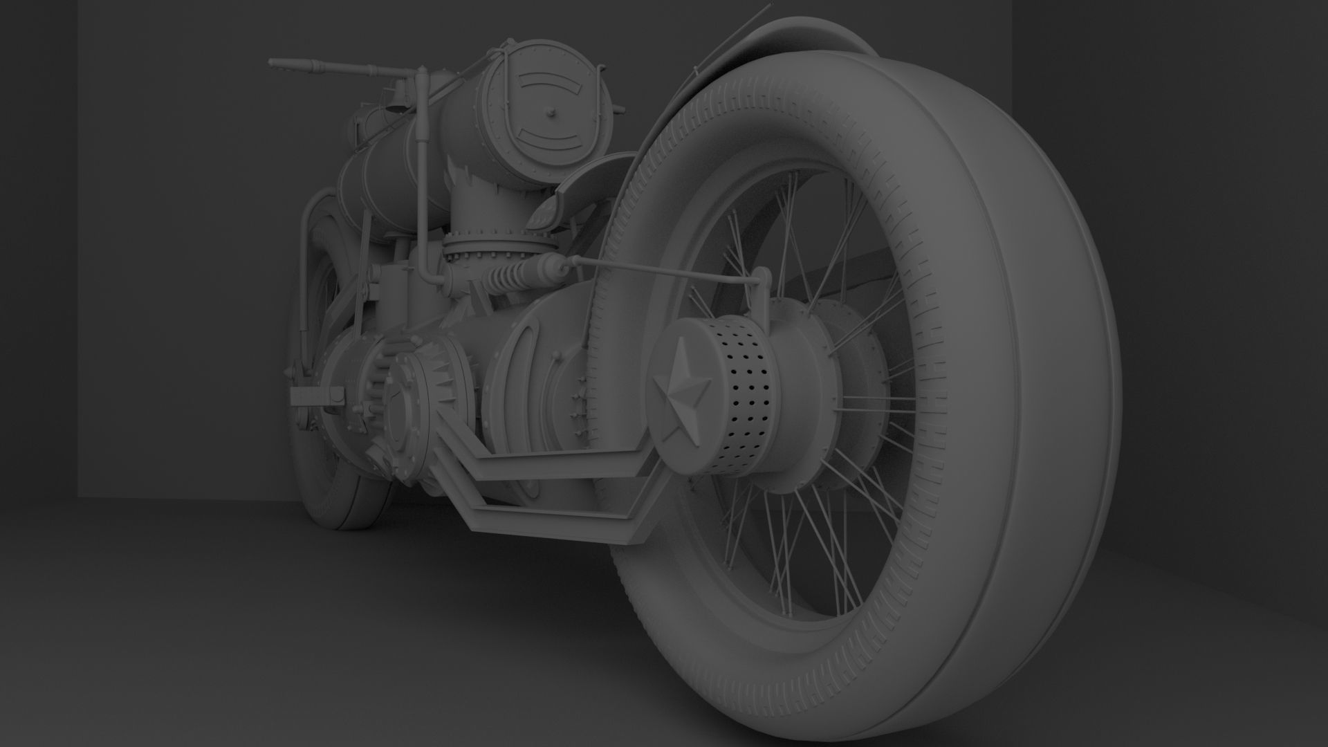 Motorcycles Steampunk 3D model_5