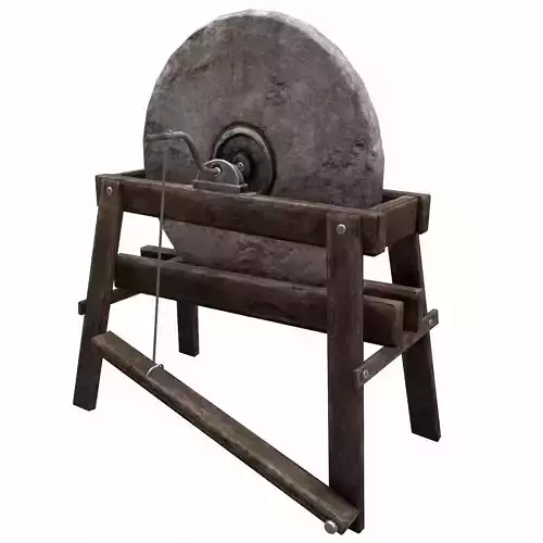 Grindstone stone grinding wheel Low-poly 3D model