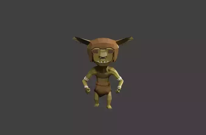 goblin low poly character wearing outfit