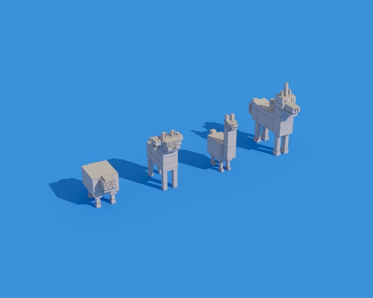 Low Poly Animals four pixel Low-poly 3D model_1