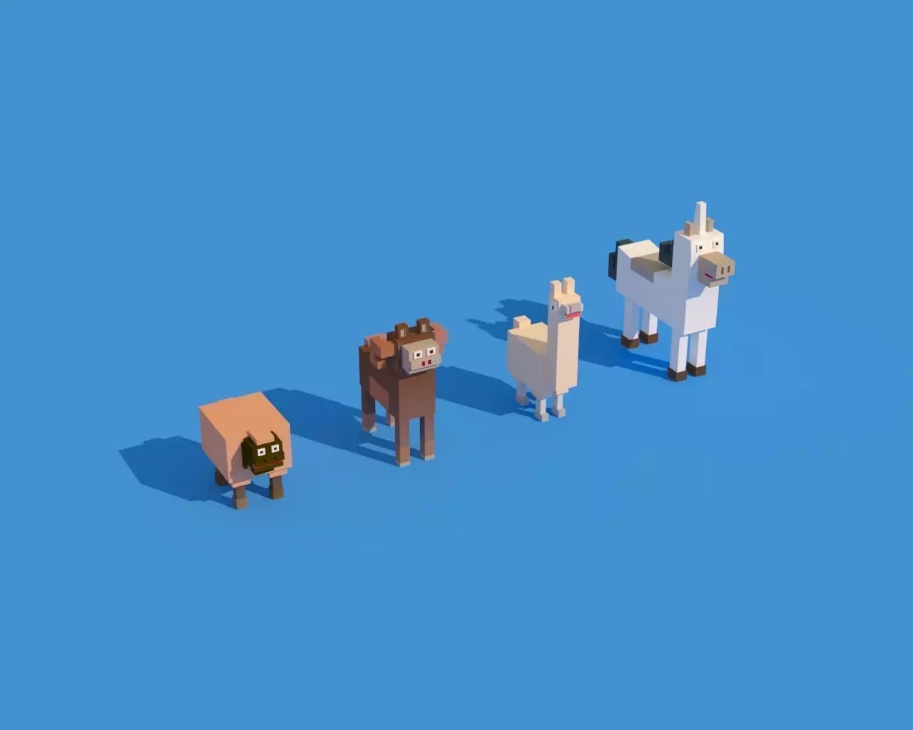Low Poly Animals four pixel Low-poly 3D model_0
