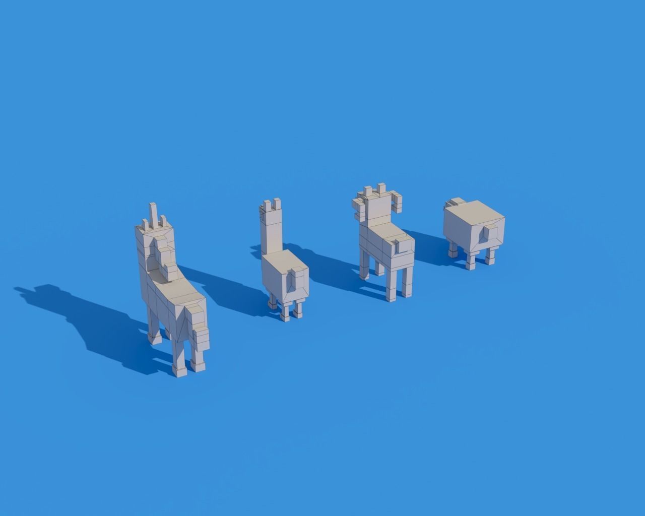 Low Poly Animals four pixel Low-poly 3D model_3
