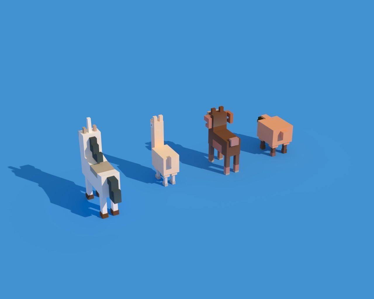Low Poly Animals four pixel Low-poly 3D model_2