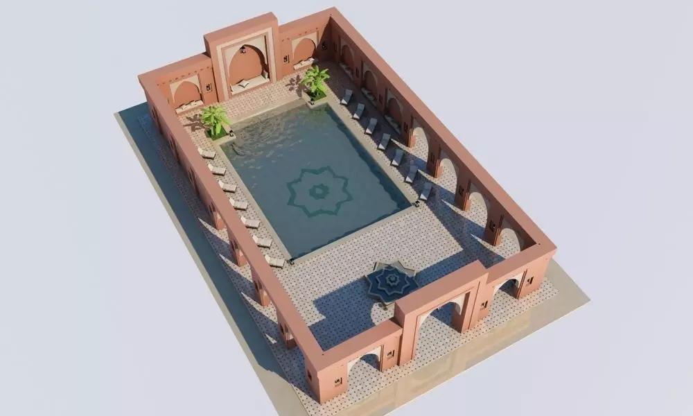 Moroccan Pool Marrakech 3D model_0