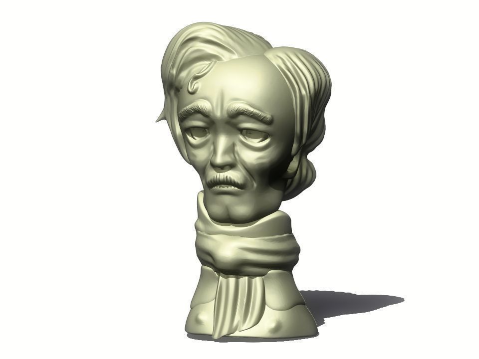 Allan Poe Toon Bust 3D print model_1