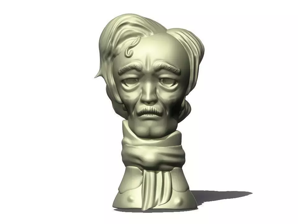 Allan Poe Toon Bust 3D print model_0