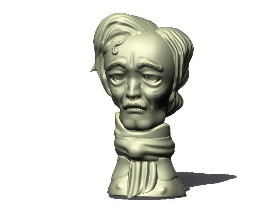 Allan Poe Toon Bust 3D print model_2