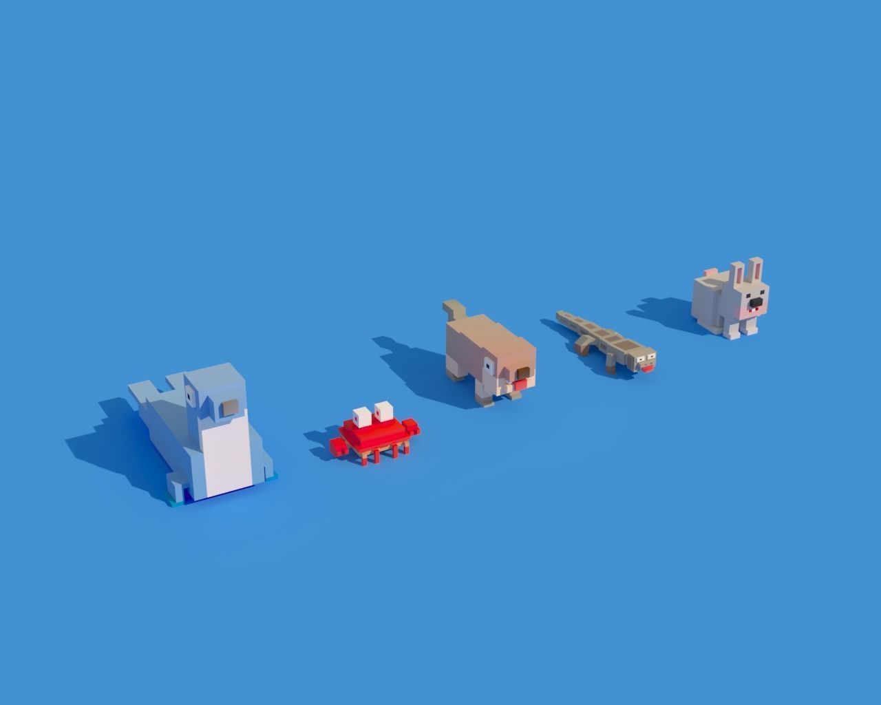 3D model Low Poly Animals Seal Crab Rabbit VR / AR / low-poly | CGTrader