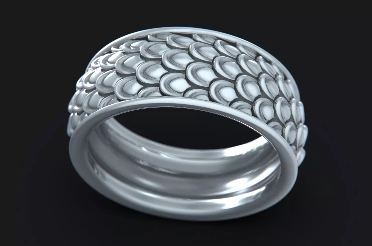 Scaled wedding Ring 3D print model_0