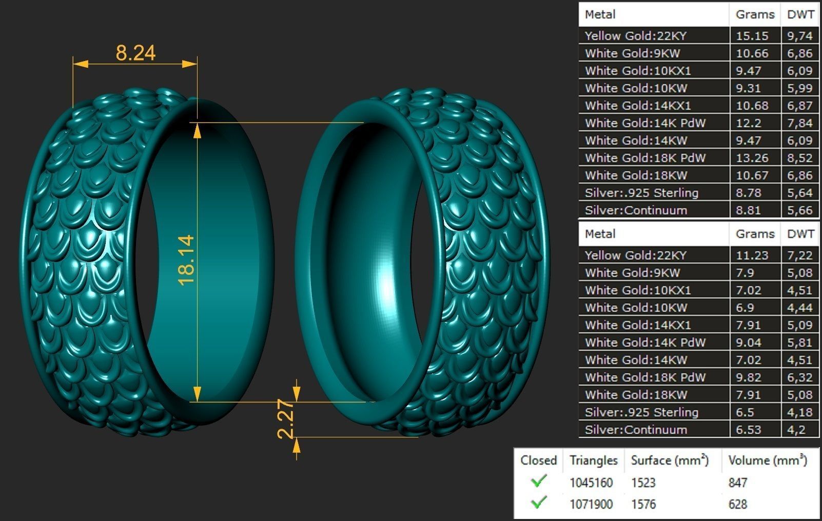 Scaled wedding Ring 3D print model_2