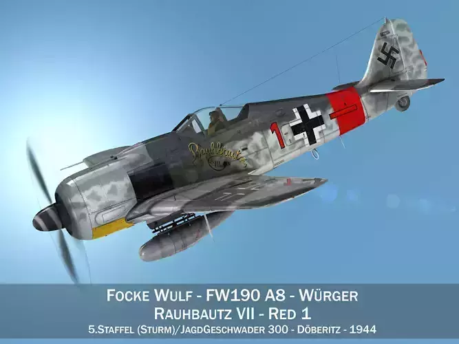 Focke Wulf - FW190 A8 - Rauhbautz VII - Red1