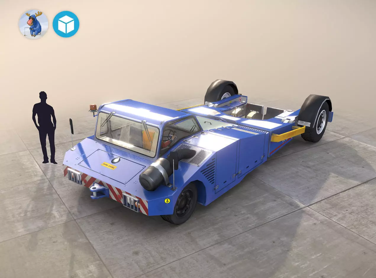 Towbarless Aircraft Tractors LTD TPX-200-S blue Low-poly 3D model