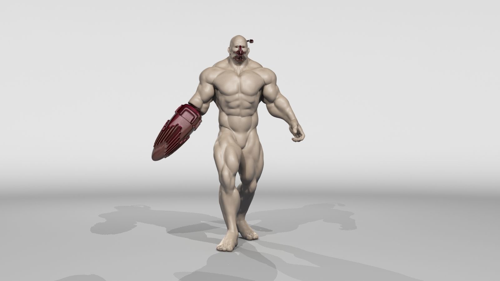 CYBORG man holding sword Low-poly 3D model_5