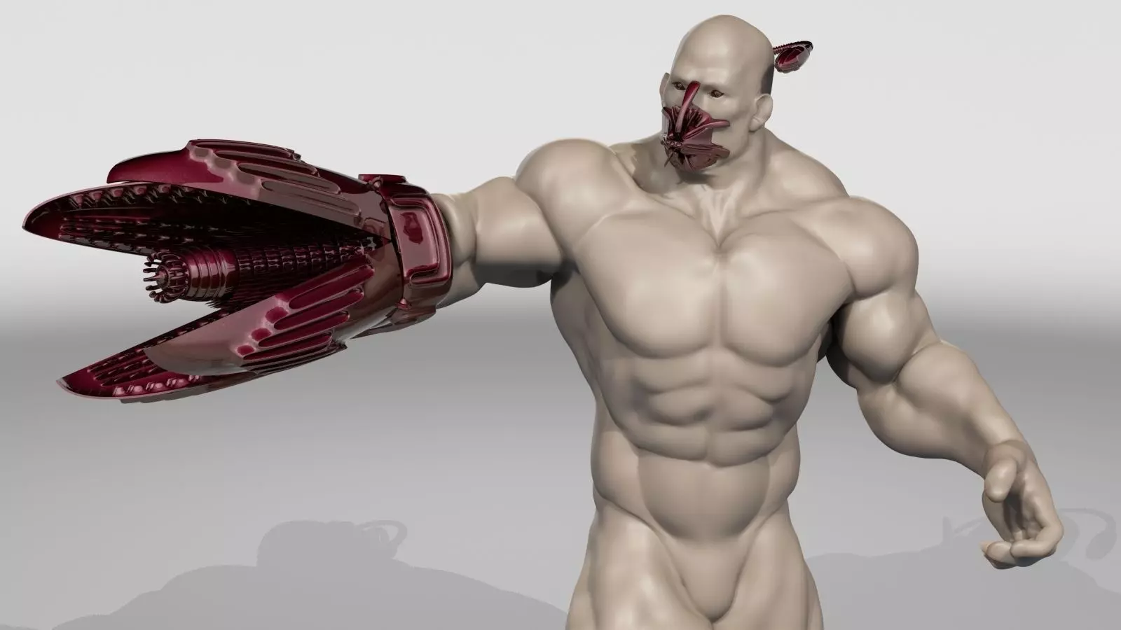 CYBORG man holding sword Low-poly 3D model_0