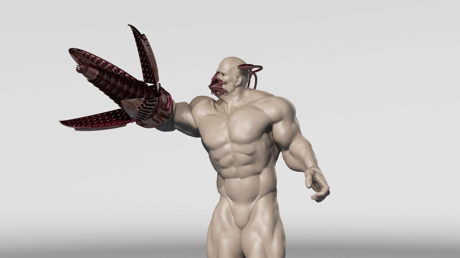 CYBORG man holding sword Low-poly 3D model_3