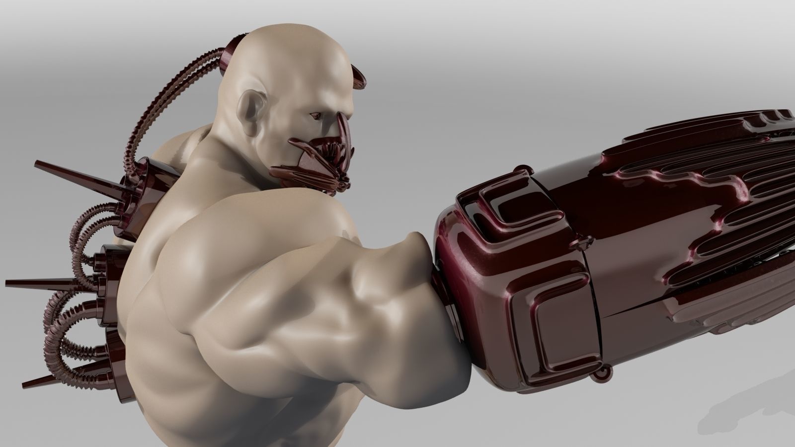 CYBORG man holding sword Low-poly 3D model_4