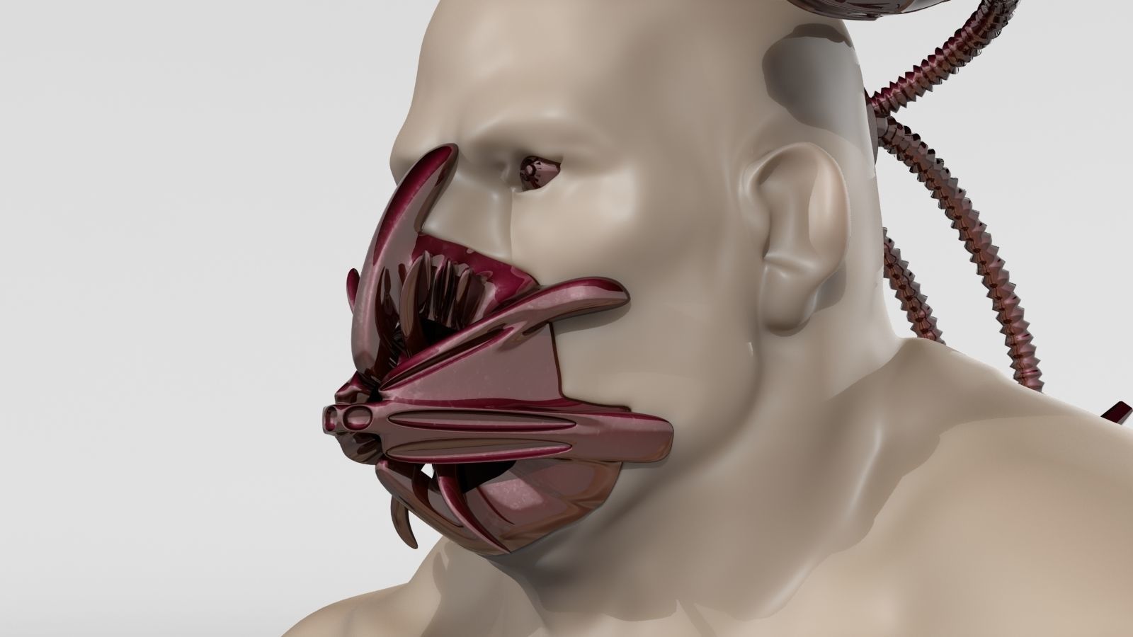 CYBORG man holding sword Low-poly 3D model_2