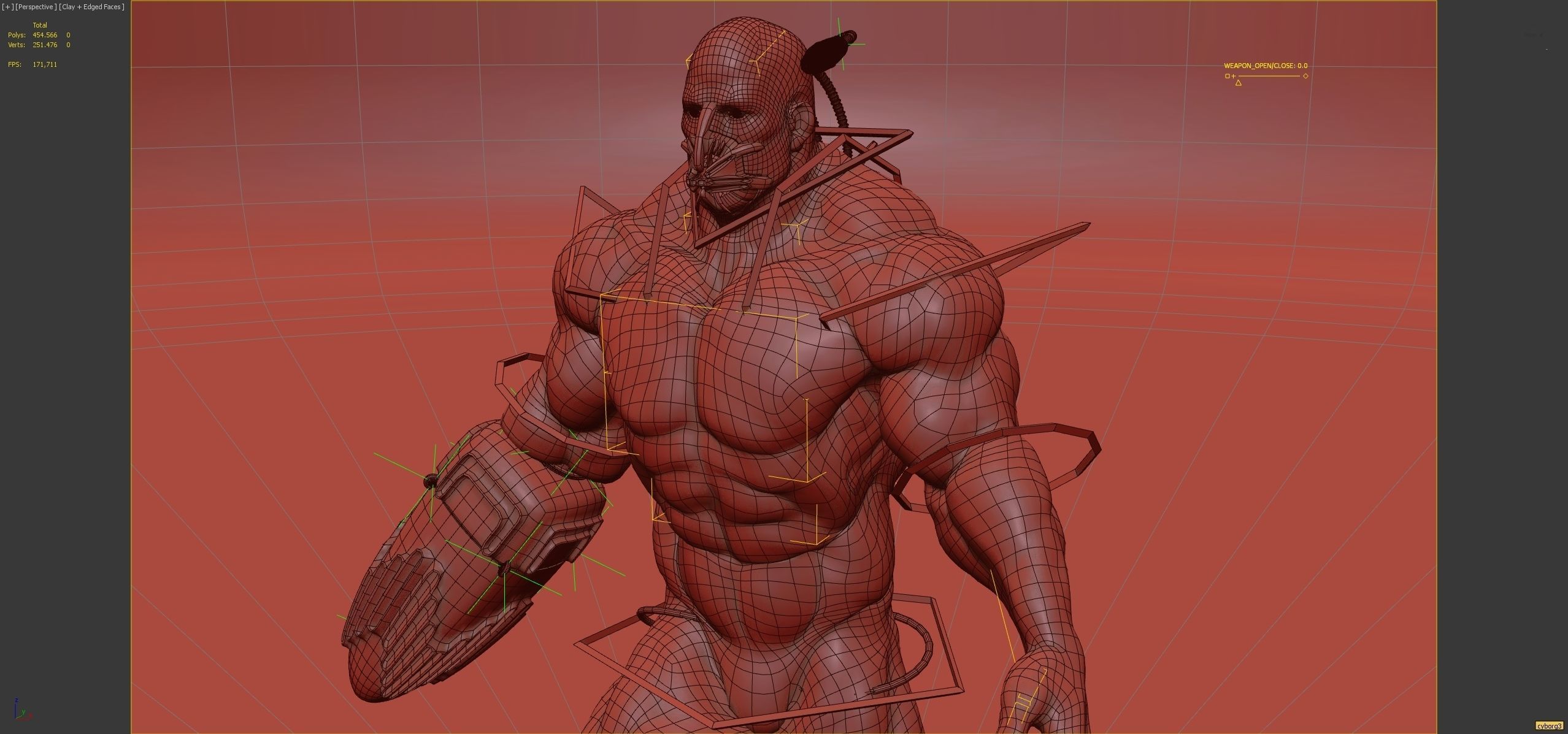 CYBORG man holding sword Low-poly 3D model_10