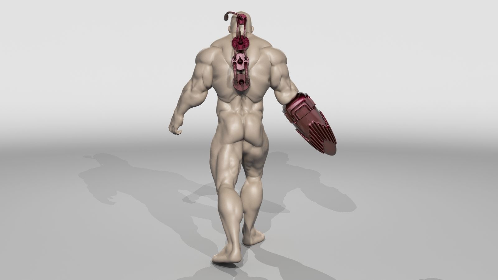 CYBORG man holding sword Low-poly 3D model_6