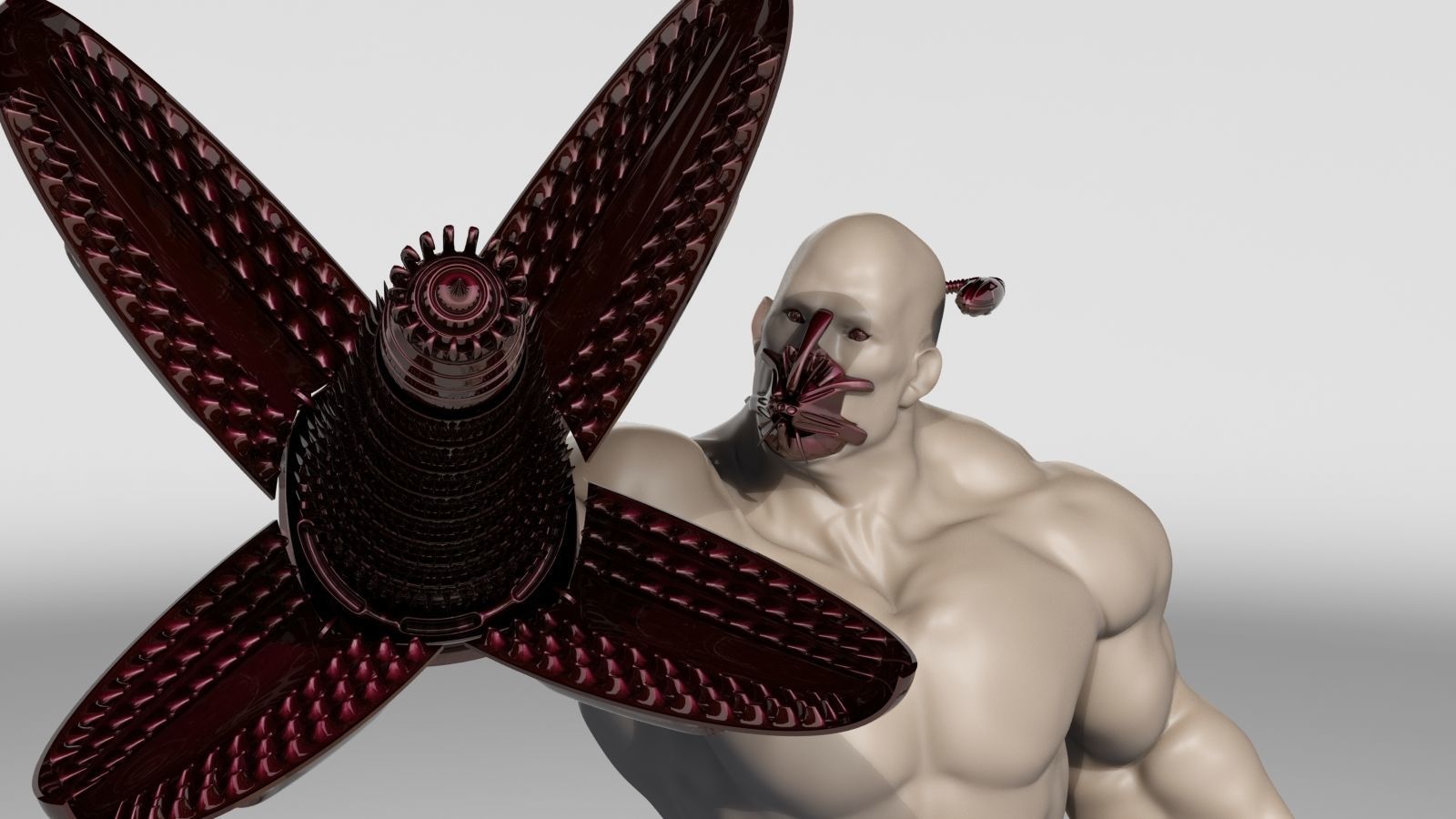 CYBORG man holding sword Low-poly 3D model_1