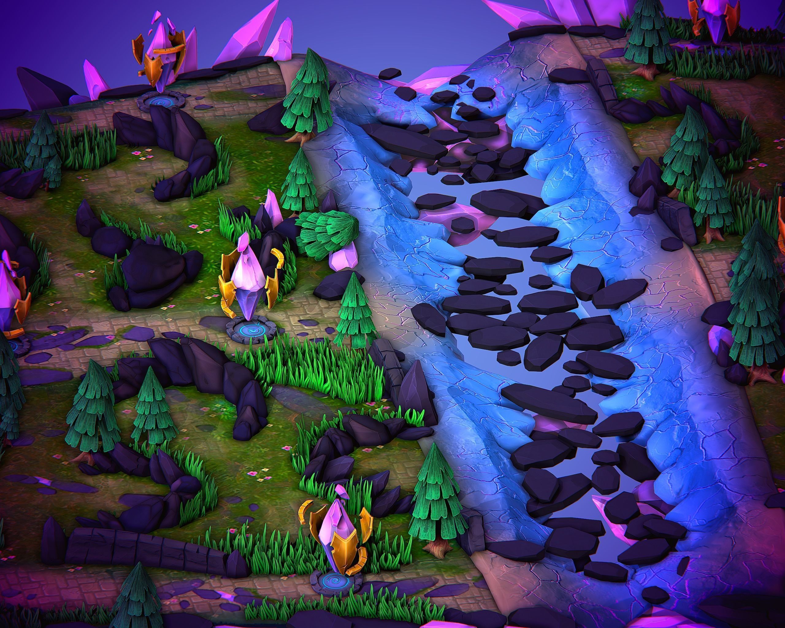 Moba map Huge pack of assets and the map Low-poly 3D model_1