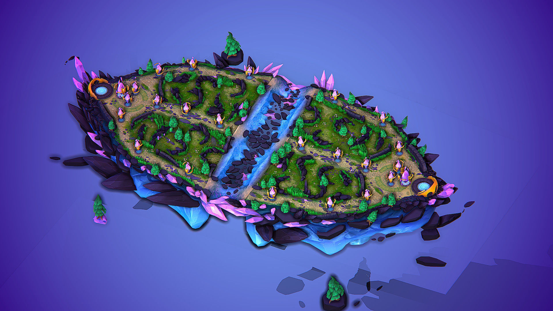 Moba map Huge pack of assets and the map Low-poly 3D model_3