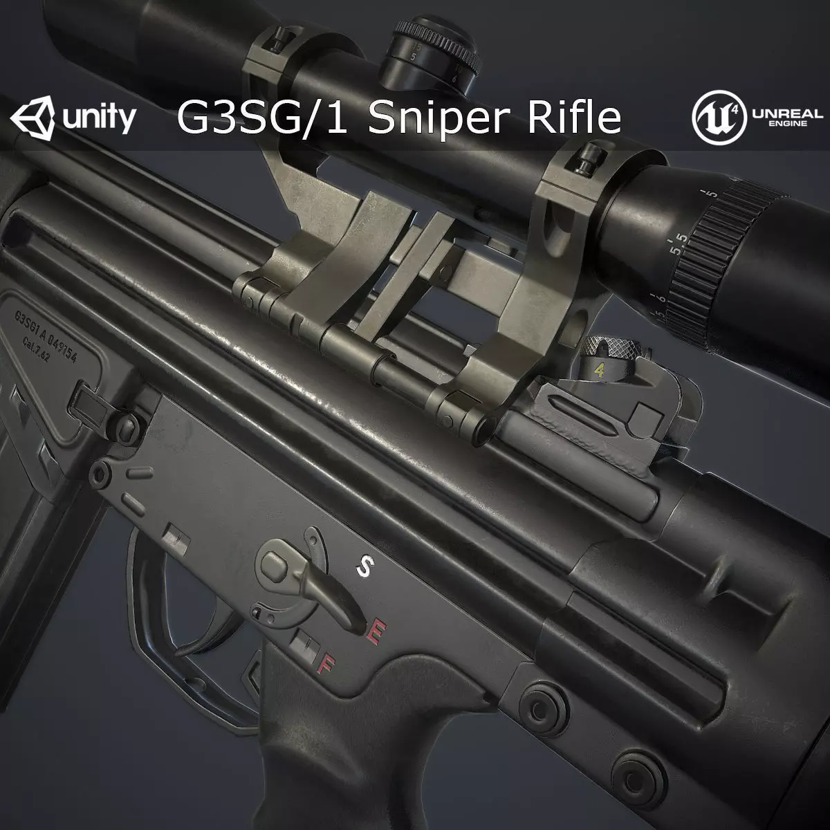 G3SG1 Sniper Rifle Low-poly 3D model