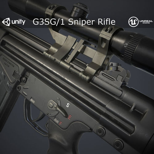 G3SG1 Sniper Rifle Low-poly 3D model